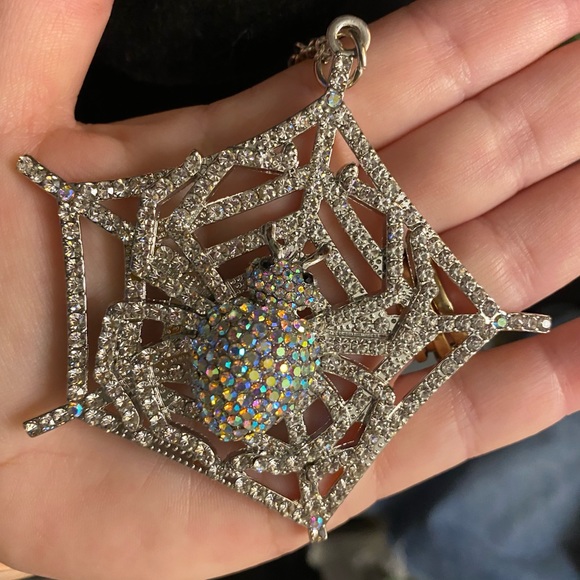 Bling Halloween silver gems Large Spiser Necklace - Picture 2 of 6